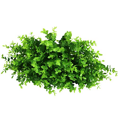 Ouddy Decor 8 Bundles Artificial Greenery Stems Fake Plants Outdoor UV Resistant Faux Plastic Boxwood for Kitchen Office Garden Porch Farmhouse Window Box Home Decor - size: 8 Pcs
