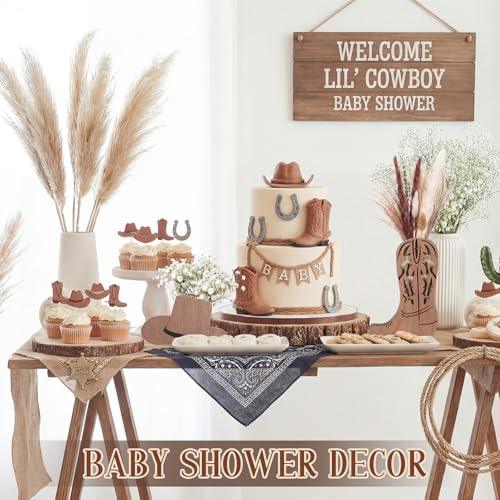 LemonRoad 6 Pcs Wooden Cowboy Boot Hat Vases for Wedding Small Cowboy Boot Flower Vase for Flower Faux Greenery Rustic Western Decor for Table Centerpiece Weddings Party(Brown) - color: Brown, size: Boot,Hat