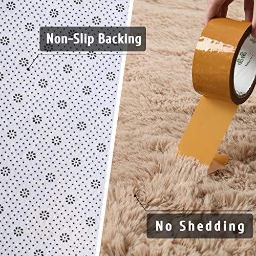 DweIke Fluffy Small Area Rug for Bedroom Living Room, 3x5 Feet Soft Plush Shaggy Beige Rugs for Girls Boys Kids, Non-Slip and Machine Washable Carpet for Nursery Dorm Home Decor - color: Beige, size: 3 Ft X 5 Ft