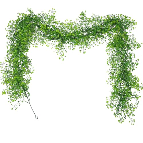 RECUTMS Fake Vines Garland Artificial Hanging Plant Faux Ferns Leaves Greenery Ivy Garland 2Pcs for Summer Home Indoor Outdoor Wedding Farmhouse Table Centerpiece Graduation Party Garden Decor(Green) - color: Green-garland