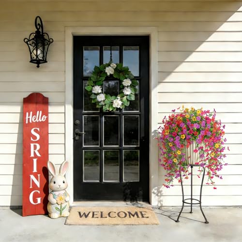 8 PCS Fake Artificial Hanging Flowers for Outdoors Decoration, Faux UV Resistant Artificial Outdoor Flowers, Fake Plants Look Real Daisy No Fade Spring Decor for Porch Home Patio Balcony and Yard - color: Hanging Flower (4 Multicolor)