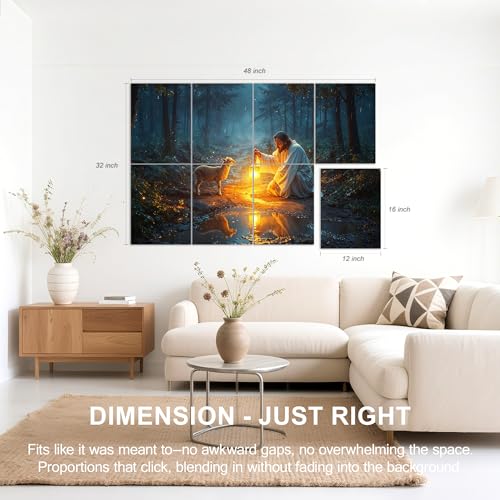 Mollywell Art Acoustic Panels, 48x32 in, The Lost Lamb | Self-Adhesive, Reduces Echo, Sound Absorbing, Modern Art Wall Decor, Living Room, Studio, Bedroom, Office - color: The Lost Lamb, size: 8 Pack Art