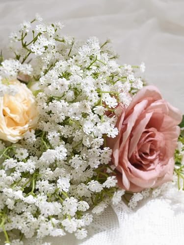 Yastouay 60Pcs Babys Breath Artificial Flowers, Fake White Babys Breath Flowers Artificial Bulk, Real Touch Faux Babies Breath Gypsophila Bouquet for Wedding Floral Arrangement Party Decor - color: White, size: 60 Pcs
