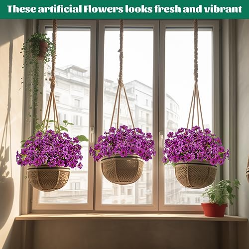 Lnoicy 24 Pcs Artificial Flowers for Outdoor,Plastic Flowers Decoration, UV Resistant Faux Flowers Shrubs, Artificial Plants for Indoor Outside Garden Home Wedding Farmhouse(Fuchsia) - color: Fuchsia, size: 24