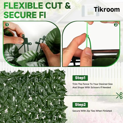 Artificial Ivy Fence Privacy Screen 120x40in UV-Anti Dense Faux Greenery Backdrop Fake Hedges Fence & Faux Ivy Vine Leaf Decoration for Patio Balcony Garden Wall Backyard Indoor Outdoor