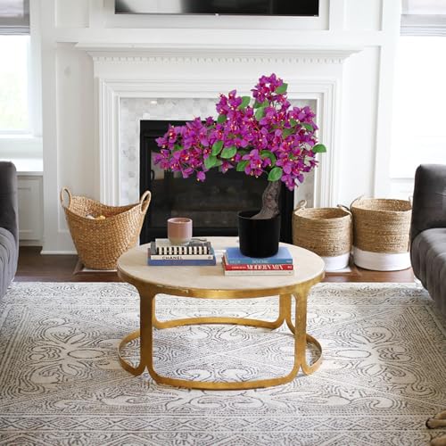 Briful Artificial Bougainvillea Flower Plant 20.8" Bougainvillea Bonsai Tree with Black Pot Silk Bougainvillea Floral Centerpiece for Home Office Room Table Shelf Mantle Decor(Purple) - color: Purple