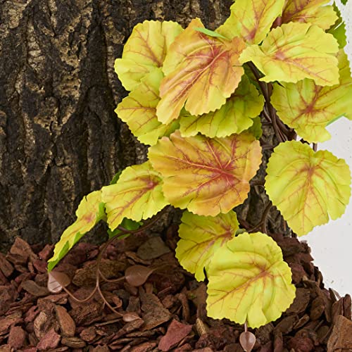 Reptile Plants for Terrarium, Amphibian Habitat Decor Artificial Hanging Plants with Suction Cup - Fake Heuchera Micrantha Yellow - color: Fake Heuchera Micrantha Yellow