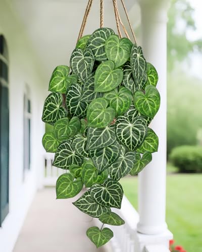 2 Packs UV Resistant Artificial Hanging Plants Outdoors & Indoors, 33" Large Fake Pothos Plants Faux Monstera Vines Hanging Greenery for Planter, Shelf, Wall, Window Box, Porch, Patio, Garden Decor - color: #Mix Green Monstera Vines