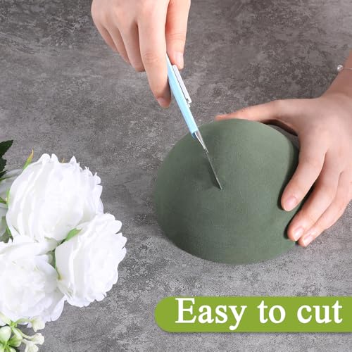 Round Foam for Flower Arrangements, 4 Pack 5.3"W x 2.7"H Floral Dry Foam Blocks Half Ball for Outdoor Planters Artificial Flowers Fake Plant Wedding and Garden Decorations