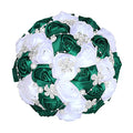 Sharebeauty 5.9 Inch Handmade Satin Rose Bridal Bouquet Toss Round Wedding Bouquet Throw Toss Artificial Flower Bunch Deep Green + White - color: W224 G/Deep Green/White, size: 5.9"/15cm