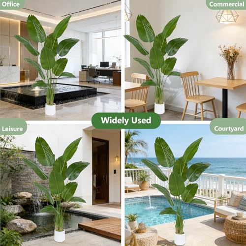 2 Pack Bird of Paradise Artificial Tree, 6Ft Tall Faux Plant, Fake Banana Leaf Plant Indoor, Faux Palm Tree Faux Floor Plants Tropical Tree in Pot, Present for Friend Housewarming Decor - color: 2 Pack, size: 6FT