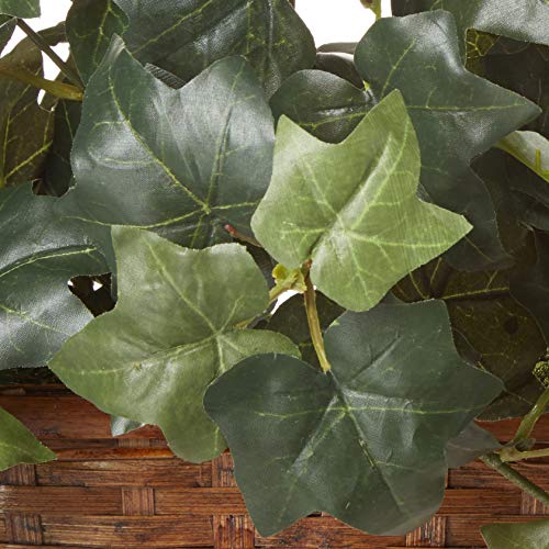 Nearly Natural 12.5in. Puff Ivy with Ledge Basket Silk Plants, Green,20.5'' x 6'' x 12''