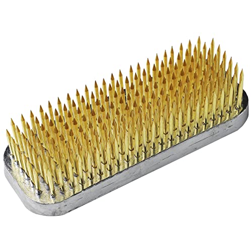 Wazakura Japanese Ikebana Kenzan Long Rectangular Flower Holder 3.4 in (87 mm), Made in Japan Floral Arranging Pin Frog Tool (3.4" (87mm) Long Rectangular Brass Kenzan) - color: 3.4" (87mm) Long Rectangular Brass Kenzan