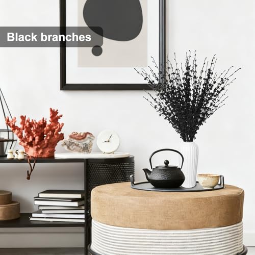 Wootkey 10pcs 29.5" Faux Jasmine Artificial Flowers Tall Black Floral Branches Stem for Home Wedding Vase Filler Anniversary Party DIY Decoration - color: Black, size: 10pcs-29.5''