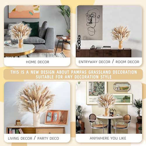 180PCS Natural Pampas Grass Mix Bouquet | Dried Pampas Bouquet for Wedding Boho Flowers Home Table,Desk ,Rustic,Farmhouse Decor - size: 180PCS