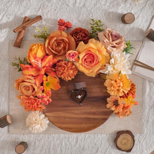 TINGE TIME Fake Flowers Artificial Flowers Peonies Bulbous Chrysanthemum Daisy Hydrangea Sunflower Violets Dahlia Daffodils Epiphyllum Orchid Cherry Blossom Camellia Leyaron (Burnt Orange) - color: Burnt Orange