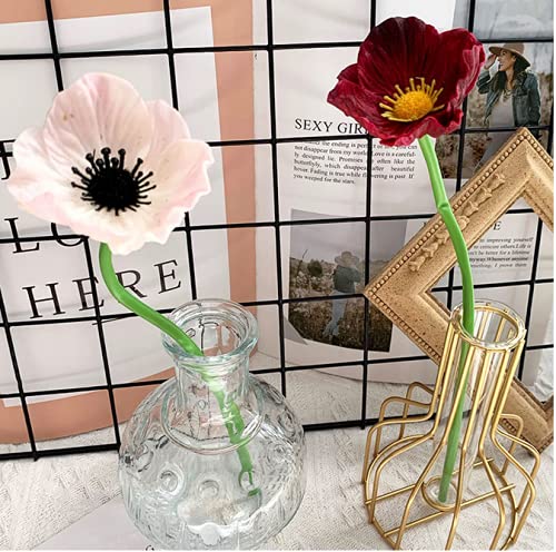 Rikyo 10 Stem 11" Bouquets Artificial Flowers Poppy Flowers,No Fade Anemone PU Fake Wild Flowers for Kitchen Table Centerpiece Vase,Home Wedding Holding Flowers Backdrop Arch Wall (Black) - color: Black