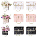 NADUSEP 6pcs Flower Paper Gift Box, Bouquet Storage Bucket Florist Handbag with Metal Chain Gift Case, Flower Boxes for Arrangements Wedding Valentine's Mother's Day Birthday Bridal Shower Graduation Anniversary Thanksgiving Christmas - color: Black Pink