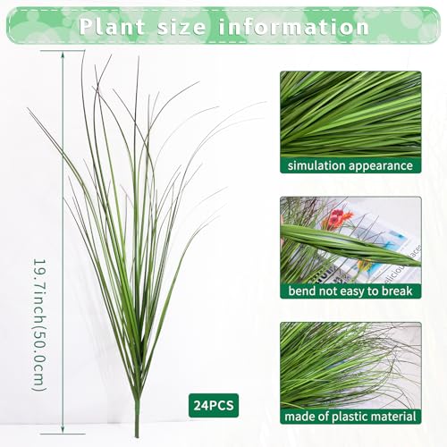 24Pcs Artificial Grass Plants, Faux Shrubs Wheat Grass, Artificial Tall Grass Fake Plants for Outdoor Decor,Artificial Greenery Stems Weed for Room Indoor Home Decor（Green Red Tail） - color: Green Red Tail, size: 24Pcs