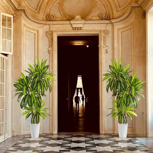 Warmplants Artificial Dracaena Tree, 6ft Tall Fake Dracaena Plant with Basket, Indoor Outdoor Faux Topiary Yucca Trees for Office Home Living Room Porch Patio Décor - color: Dracaena, size: 6ft