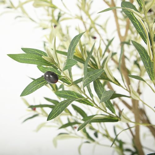 Nafresh Tall Faux Olive Tree，10ft（120in） Realistic Potted Silk Artificial Olive Tree， Fake Olive Trees Indoor with Green Leaves and Big Fruits for Home Office Living Room Stairs Patio Decor. - size: 10ft