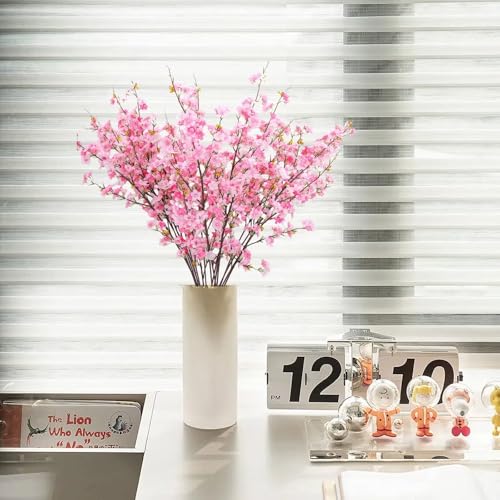 6Pcs Cherry Blossom Branches, 42.13in Artificial Cherry Blossom Tree Stems, Artificial Flowers Faux Silk Plum Blossom Branches, Artificial Cherry Blossom Decor for Vase Home Wedding(No Vase) - color: Dark Pink, size: 6Pcs