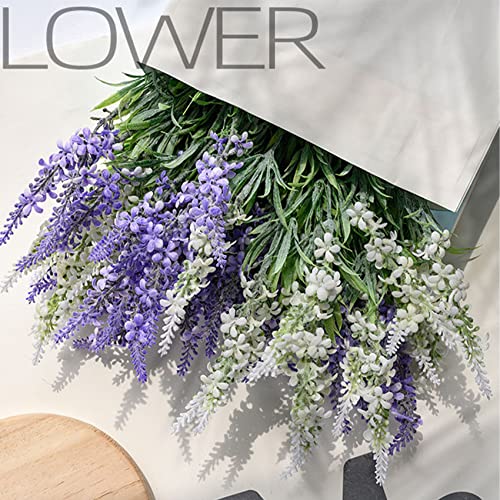 hanlongyu Lavender Flowers Wedding Decorations Bouquet Pack of 4, Artificial Lavender Fake Flower Plants Fall Outdoor Decor, Faux Flowers for Wedding