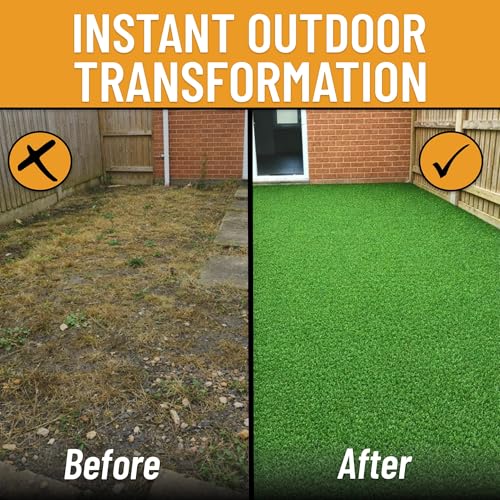 Ottomanson Artificial Grass Outdoor Runner Rug 2'7" x 10' – Waterproof Astro Turf with Drainage Holes – Patio & Lawn Decoration, Easy-Clean Dog Grass Mat - size: 10-ft