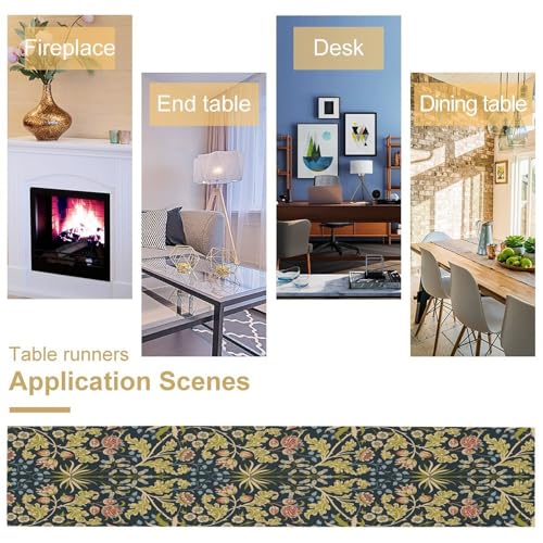 Vintage Flower Table Runner for Table Decor, Retro Cottage-Garden Style Blooms Floral Botanical Linen Printed for Dining Room Kitchen Farmhouse Wedding Party Holiday Home Decorate 13" x 36" - color: Floral_10, size: 13"W x 36"L (Pack of 1)