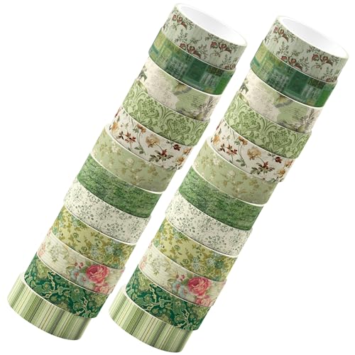 12 Rolls William Morris Floral Washi Tape Set, Retro Garden Damask Butterfly Patchwork Stripe Pattern Decorative Masking Tapes for DIY Art Craft,Scrapbook,Journaling,Planner,Gift Wrapping,Card Making