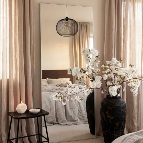 3 Pcs White Cherry Blossom Branches 37 Inch Artificial Fake Realistic Cherry Blossom Stems Silk Faux Extra Long Stem Flowers for Tall Vase Home Decor Wedding Table Centerpieces - color: White