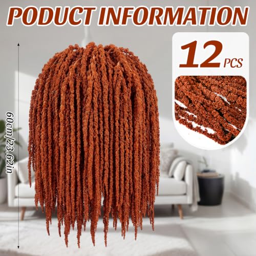 Suncalla 12 Pcs Brown Spring Natural Dried Amaranthus Hanging Flowers Amaranthus Artificial Flowers for Wedding Arch Bouquet Floral Garland Wall Home Decoration (23 Inch) - color: Brown
