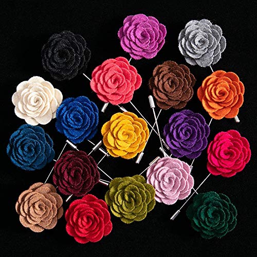 Flairs New York Gentleman's Essentials Premium Handmade Flower Lapel Pin Boutonniere - color: [Wool Fabric] Burgundy Red