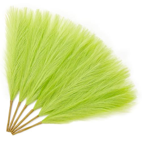 Serwalin Light Green Pampas Grass Decor, 17.7 Inch 6pcs Faux Pampas Grass, Artificial Pampas Grass for Wedding,Parties Table Centerpieces Decoration - color: A Light Green, size: 17 Inch 6 Pcs