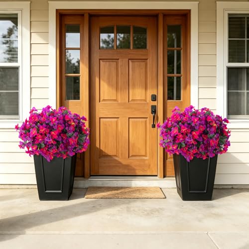 INXUGAO Artificial Flowers Faux Plants for Outdoors Spring Summer Decor, 6 Bundles Fake Bougainvillea Silk Flowers UV Resistant Realistic for Outside Planter Porch Patio Garden Home (Purple Fuchsia) - color: Purple Fuchsia-b