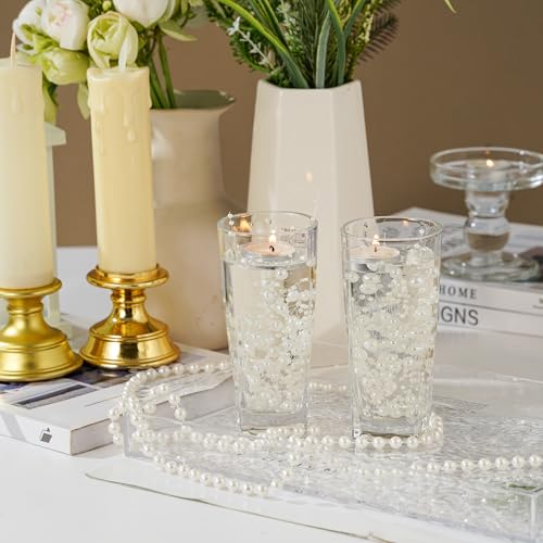 13Feet Pearl String Spool Roll for Floating Candles Faux Pearls Strands Garland for Vase Filler Wedding Centerpiece Christmas Table Decor (Ivory) - color: Ivory