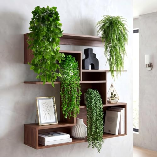 Daifunli Artificial Hanging Plants Fake Hanging Ferns Plastic Fake Plants for Wall Room Garden Garland Indoor Outdoor Decor No Basket (4 Pcs,Boston, Eucalyptus, Ivy Vine, String of Pearls) - style: Boston, Eucalyptus, Ivy Vine, String of Pearls