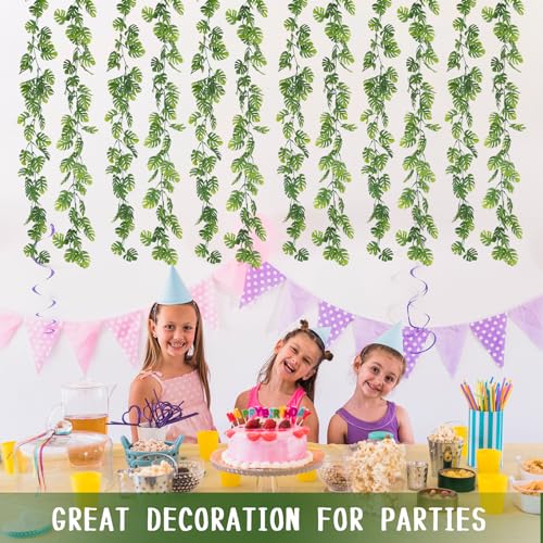 Dolicer 6Pcs Artificial Vines Greenery Garland, 5.6Ft Fake Hanging Greenery Plants Monstera Leaf Vines Tropical Palm Leaves Garland for Home Garden Porch Patio Hawaiian Party Indoor Outdoor Decor - color: Monstera Leaf Vines - 6pcs