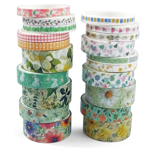 20 Rolls Washi Tape Set,Floral Washi Tape for Journaling, Assorted Sizes (Floral B) - color: Floral B
