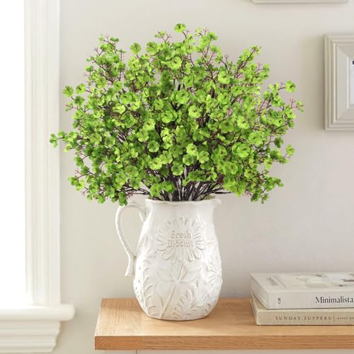 Babys Breath Artificial Flowers, 16 Bundles Green Real Touch Fake Flowers Silk Flowers Bulk for Vase Home Office Wedding Spring Indoor Outdoor Centerpiece Table Party Decorations - color: Green, size: 16 Bundles