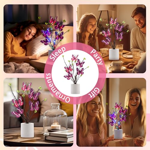 WSYEAR Birthday Gifts for Women,Butterfly Led Lamp Mothers Day Valentines Day Colorful Vintage Butterfly Decor for Women Mom Wife Grandma Girlfriend - color: BUTTERFLY
