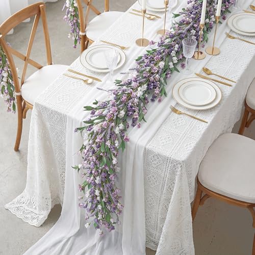 Artgar Flower Garland 6Ft Spring/Summer Garlands Floral Garland for Mantle All Year Round Paper Garlands Decor for Indoor Outdoor Home Wedding Arch Porch Stair Backdrop Year Round Decor (Purple) - color: Purple (6ft)