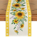 Artoid Mode Sunflower Leaves Flowers 210 GSM Summer Table Runner, Seasonal Kitchen Dining Table Decoration for Home Party Decor 13x48 Inch - size: 13" x 48", Table Runner