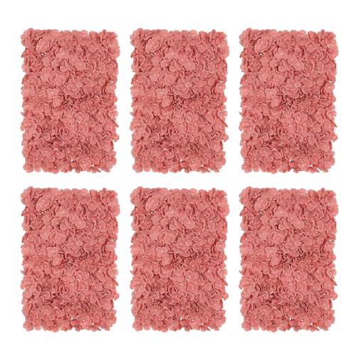 BLOSMON Artificial Flower Wall Panel - Set of 6 Dusty Pink Fake Silk Hydrangea Floral Backdrops (24 x 16 Inch) - Perfect for Wedding Party Baby Shower Decoration - color: Dusty Pink