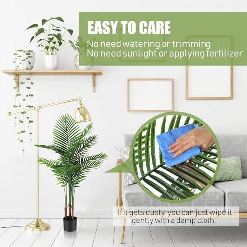 Jexine 2 Pack Artificial Palm Trees 3Ft, Fake Plants Fake Trees Artificial Areca Palm Plants for Outdoor Indoor Faux Tree in Pot for Pool Home Decor Office Housewarming Gift Modern Decoration - size: 3 feet
