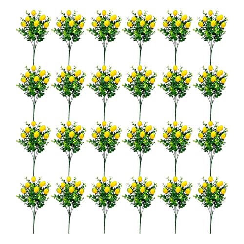 24PCS Artificial Lemon Branches Artificial Fruit Lemon Tree Greenery Decoration Faux Lemons Picks for Farmhouse Kitchen Home Table Decor Stem Fruits for Home Spring Summer Decor - color: Yellow3