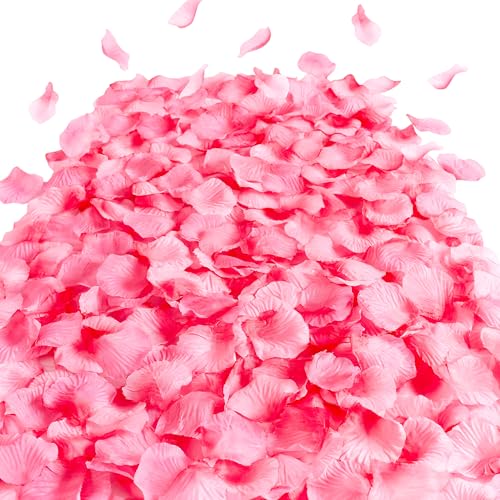 SITUMEIZI 1500PCS Pink Rose Petals Silk Rose Petals for Romantic Night for Her Set Valentine,Wedding,Party,Proposal Anniversary Decorations(Pink&White) - color: Pink&white, size: 1500