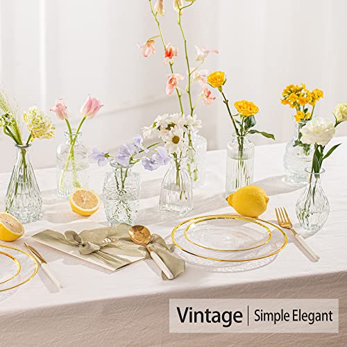 Vintage Small Vases for Flowers Set of 10, Mini Bud Vases for Flowers,Clear Small Vases in Bulk for Centerpieces Decorations,Wedding Party Home Coffee Table Flower Decor (Clear) - color: Clear