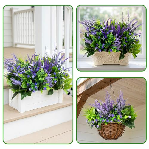 LUNETH 18PCS Artificial Plants for Outdoor Decor Fake Plants Realistic Faux Greenery & Flowers Fake Plastic Leaves with Stems Artificial Outdoor Bushes for Garden Porch and Patio UV Resistant - color: Mix-2