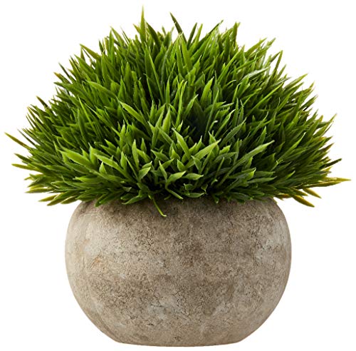 Ogrmar Mini Plastic Artificial Plants Grass in Pot/Small Artificial Faux Greenery/Mini Plants Topiary Shrubs for Bathroom, House Decorations (Green Grass) - color: Green Grass